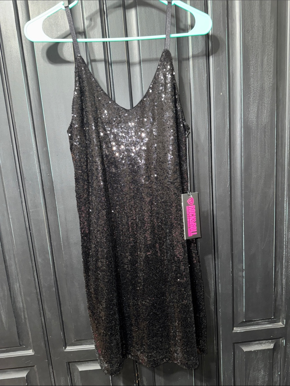 NWT Rock & Roll Cowgirl Black Sequin Dress - M